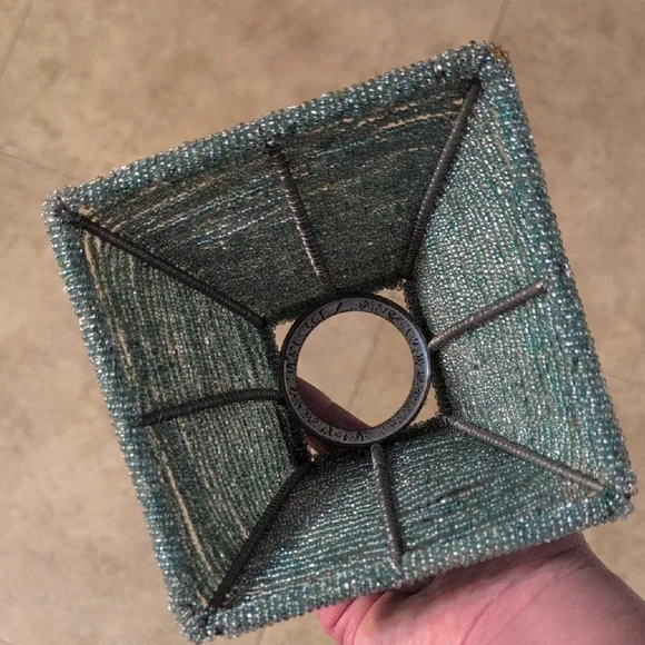 Beaded Lampshade in Teal and Silver - Picture 3 of 3